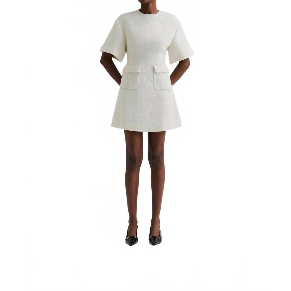 NEW MALINA rayna boucle mini dress in vanilla